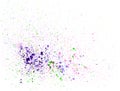 Bright colorful vibrant hand painted isolated watercolor spot splash on white background in blue, violet, green, pink and purple Royalty Free Stock Photo