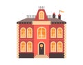 Bright colorful victorian building flat style, vector illustration