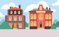 Bright colorful victorian buildings flat style, vector illustration