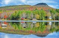 Bright Colorful VT Autumn reflection Owls Head in the background HDR Royalty Free Stock Photo