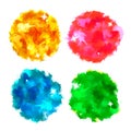 Bright Colorful Watercolor Paint Circle Splashes with Glitter
