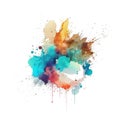 Bright colorful watercolor stain splash splatter brush stroke on white background. Modern vibrant aquarelle spot. Trendy isolated Royalty Free Stock Photo