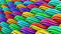 Bright colorful wavy curles ornament abstract 3D rendering