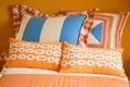 Bright colorful youthful bedroom textiles Royalty Free Stock Photo