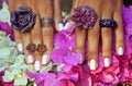 Bright colorfull shot of african tanned hands with Royalty Free Stock Photo