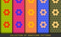 Bright colors Honeycombs set of geometric seamless patterns. Abstract hexagons geometric design