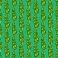 Bright colors seamless botany pattern with green tropical banan leaf print. Turquoise-blue background