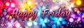 Colorful celebration filled with vibrant lights and cheerful greetings welcoming the start of the weekend on Friday Royalty Free Stock Photo