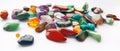 Bright coloured semi precious gemstones and gems Royalty Free Stock Photo