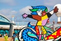 Bright-coloured statue on a luxury cruise ship