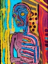 Bright colourful abstract oil paint of a man -AI generated