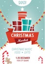 Bright colourful christmas market poster template