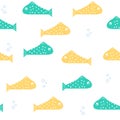 Bright colourful fishes. Seamlessly tiling fish pattern.