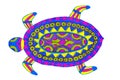 A gel pen drawing of a colorful patterned turtle.