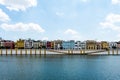 Bright and colourful houses on the bank of the canal