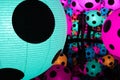 Colourful infinity mirror light installation by Japanese contemporary artist Yayoi Kusama. Photographed in Oslo, Norway.
