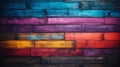 Bright colourful painted wooden texture background. Dark colour palette. Generative AI