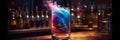 Bright colourful vividly swirling cocktail in long glass. Cosmic cocktail. AI generated