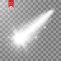 A bright comet with large dust. Falling Star. Glow light effect. Golden lights. Vector illustration Royalty Free Stock Photo