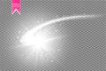 A bright comet with large dust. Falling Star. Glow light effect. Golden lights. Vector illustration Royalty Free Stock Photo