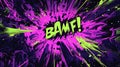 Bright comic book explosion with bamf text in green and purple .ai generated Royalty Free Stock Photo