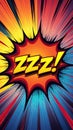 Bright comic book style with colorful explosion and zzz text Royalty Free Stock Photo