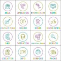 Bright Communication and Internet Linear Round Icons Set