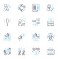 Bright community linear icons set. Vibrant, Supportive, Lively, Empowering, Joyful, Positive, Encouraging line vector