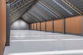 Bright concrete hangar interior. Storehouse and warehouse concept.