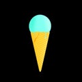 Bright cone of ice cream on a black background