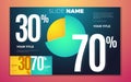 Bright contrast colors infographic with pie chart, boxes and numbers Royalty Free Stock Photo