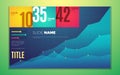 Bright contrast colors infographic set with progress chart, boxes, text and numbers.