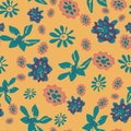 A bright contrast floral seamless vector pattern