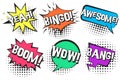 Retro comic speech bubbles with YEAH, BANG, WOW