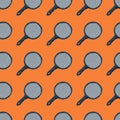 Bright contrast seamless kitchen pattern with pans figures. Dishware grey elements on orange background. Fry dood artwork