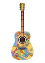 Bright cool cartoon color guitar with patterns