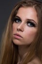 Bright cosmetics on young women and black lips Royalty Free Stock Photo