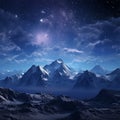 Bright cosmic sky full of stars over the mountains generated by AI