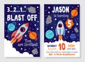 Bright cosmic space party invitation template