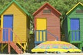 Bright Crayon-Colored Beach Huts at St James, False Bay on Indian Ocean, outside of Cape Town, South Africa Royalty Free Stock Photo