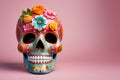 Bright creative skull sugar loaf is made in Mexican traditions.