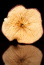 Bright, crispy, crisp snack of ripe and sweet apple on a black background