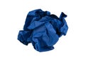 Bright crumpled paper blue color isolated on the white background Royalty Free Stock Photo