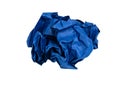 Bright crumpled paper blue color isolated on the white background Royalty Free Stock Photo