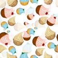 Bright cupcakes set eps10 vector illustration, 3D. sweets