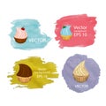 Bright cupcakes set eps10 vector illustration, 3D. sweets