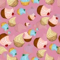 Bright cupcakes set eps10 vector illustration, 3D. sweets