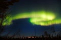 Bright curtain shaped northern lights over lapland