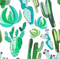 Bright cute beautiful abstract lovely mexican tropical floral herbal summer green set of a cactus paint like child vector