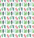 Bright cute lovely beautiful wonderful mexican tropical green floral summer pattern of a colorful cacti with flowers vertical patt Royalty Free Stock Photo